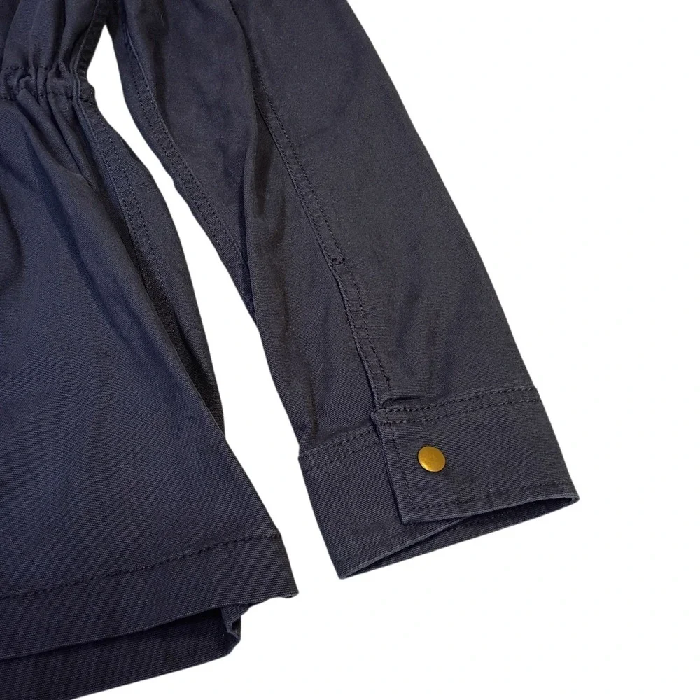 Old Navy Field Jacket Womens L Blue Chore Zip Up Twill Waist Tie Outdoor Utility